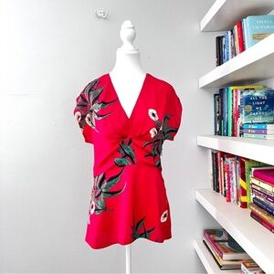Marni fuchsia Red Blouse with Green Accents size 10